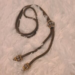 Vintage 1980s Piscitelli 2 Tone Bolo Slide Snake Necklace Vtg
